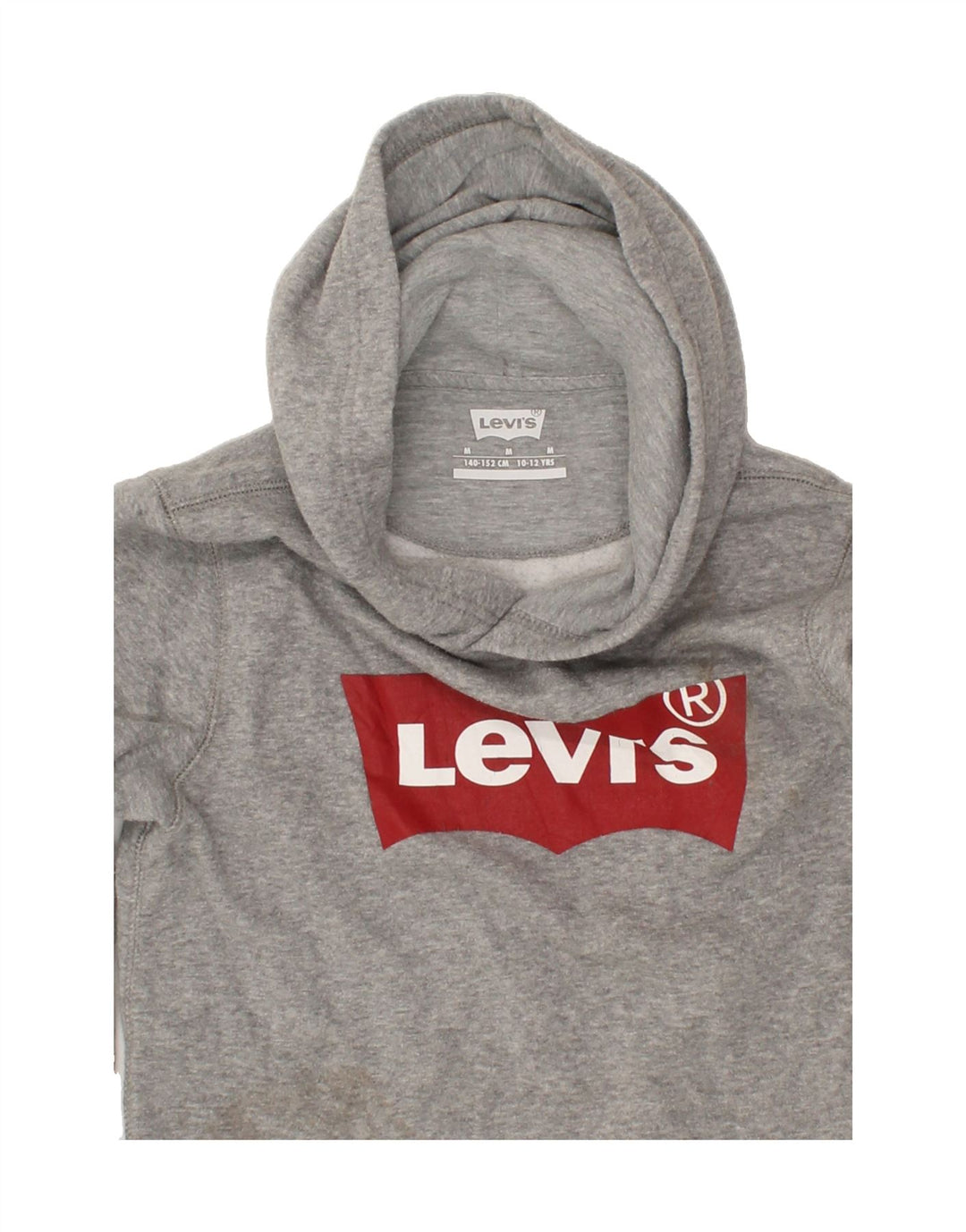 LEVI'S Boys Graphic Hoodie Jumper 10-11 Years Medium Grey Cotton Vintage Levi's and Second-Hand Levi's from Messina Hembry 