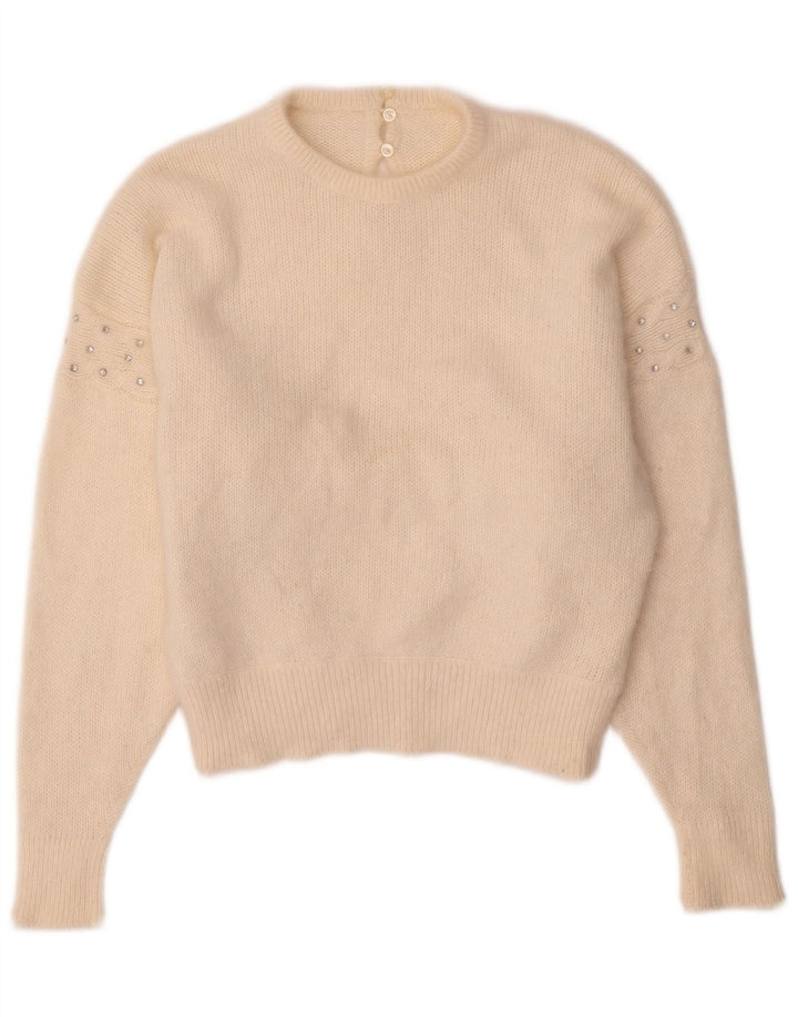 Γυναικείο πουλόβερ με λαιμόκοψη VINTAGE UK 14 Medium Off White