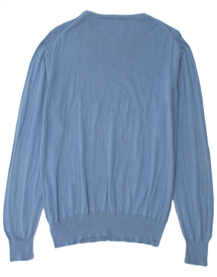 TRUSSARDI Ανδρικό πουλόβερ με λαιμόκοψη IT 52 μεγάλο μπλε βαμβακερό