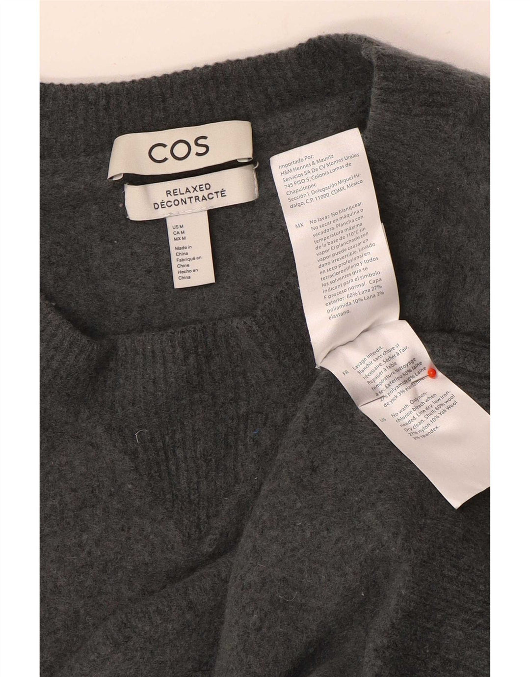 Γυναικείο πουλόβερ Cos Relaxed Fit Crew Neck Jumper UK 14 Medium Grey