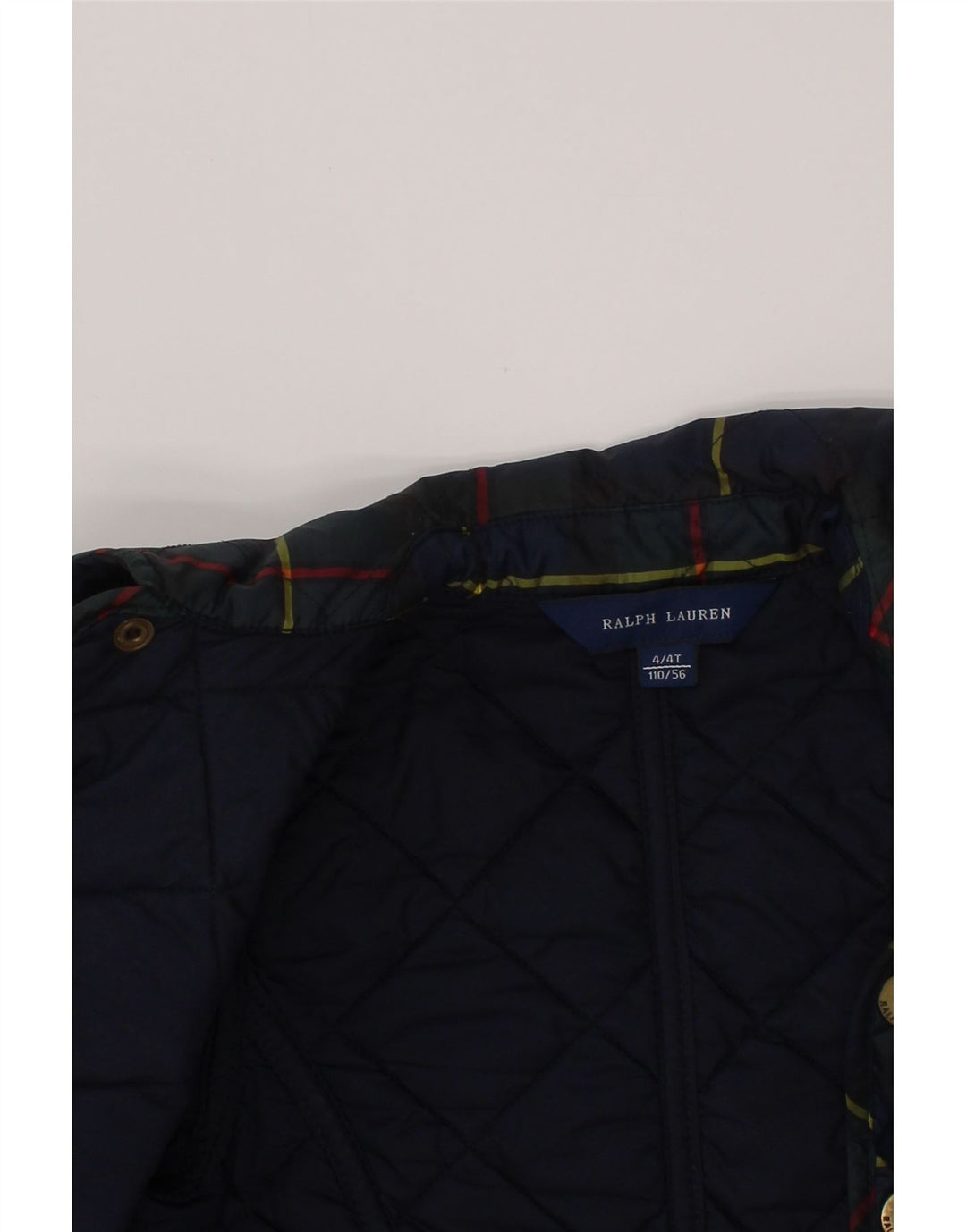 Ralph Lauren Girls Quilted Jacket 3-4 Years Navy Blue Check