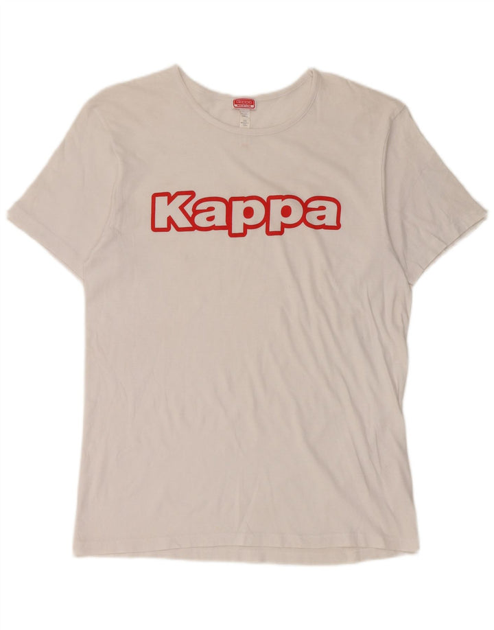 Γυναικείο γραφικό μπλουζάκι Kappa Top UK 14 Μεσαίο λευκό βαμβακερό