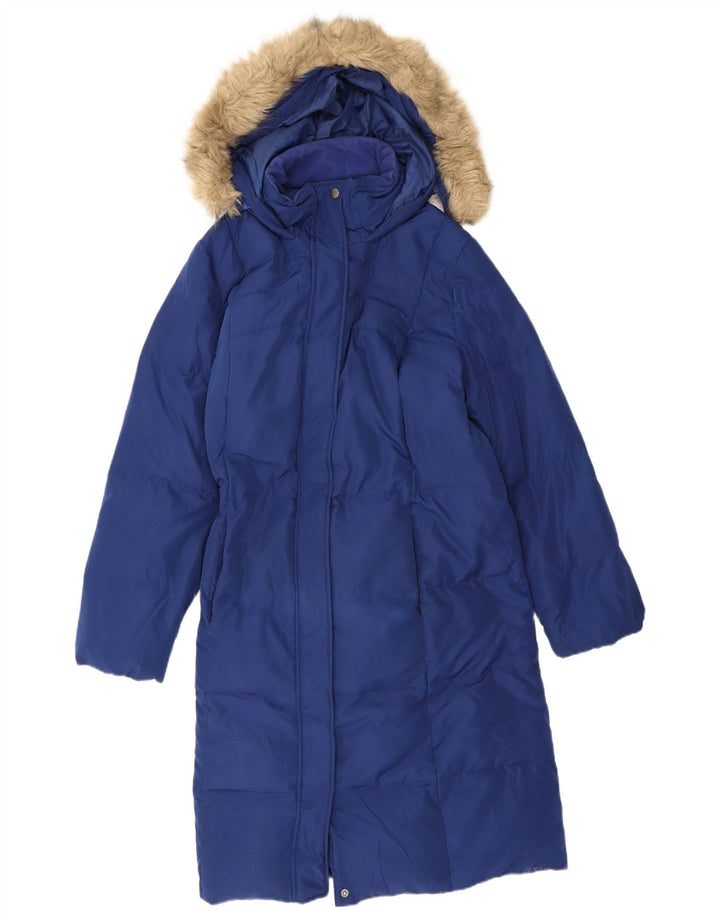 Marks & Spencer Γυναικείο παλτό με κουκούλα UK 18 XL μπλε πολυεστέρας