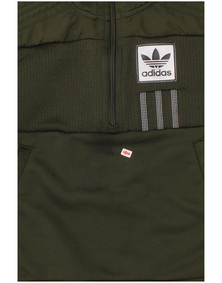 Γραφικό φούτερ Adidas Boys με φερμουάρ με λαιμόκοψη 7-8 ετών πράσινο πολυεστέρα