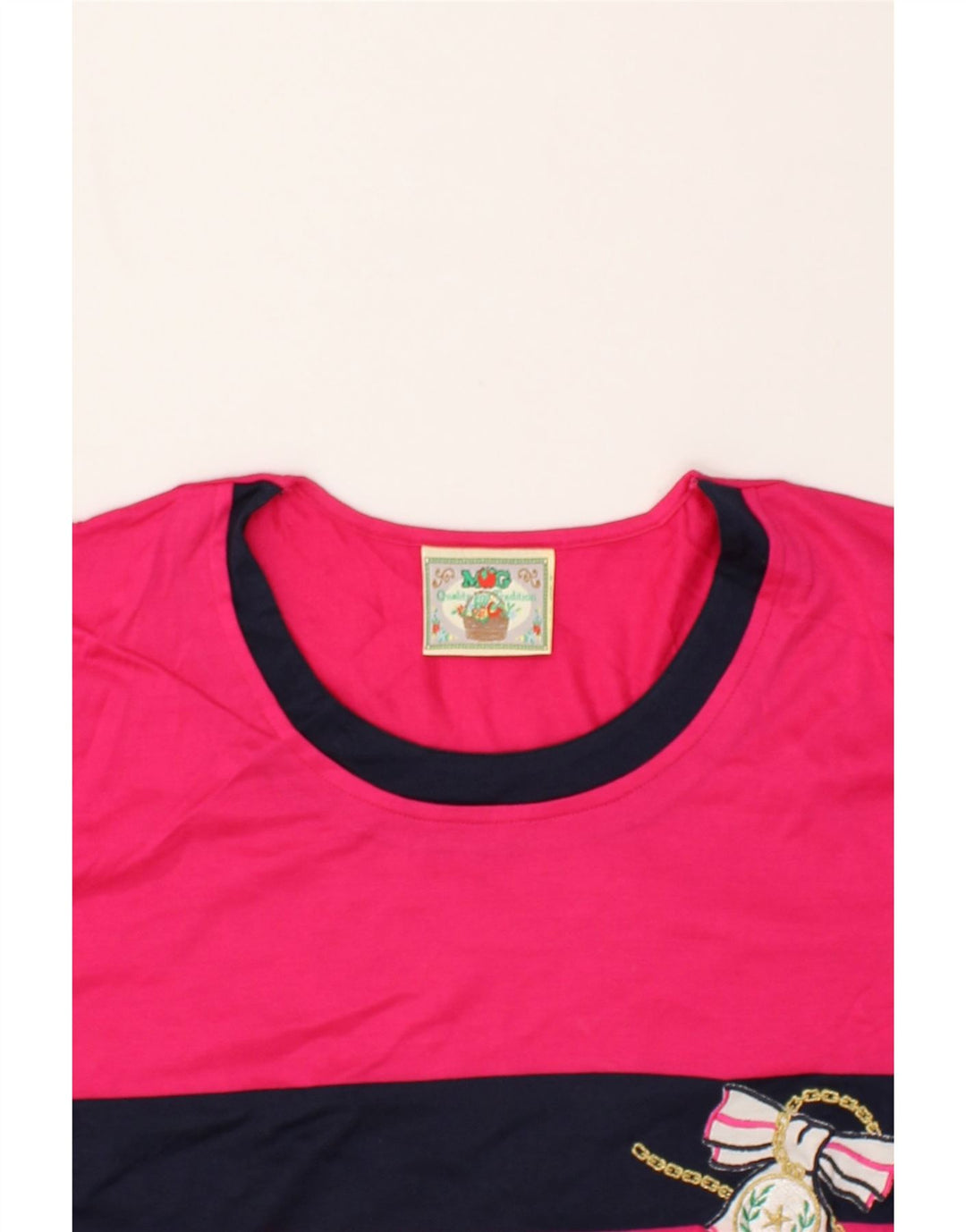 VINTAGE Womens Graphic T-Shirt Top IT 48 XL Pink Striped Cotton | Vintage Vintage | Thrift | Second-Hand Vintage | Used Clothing | Messina Hembry 