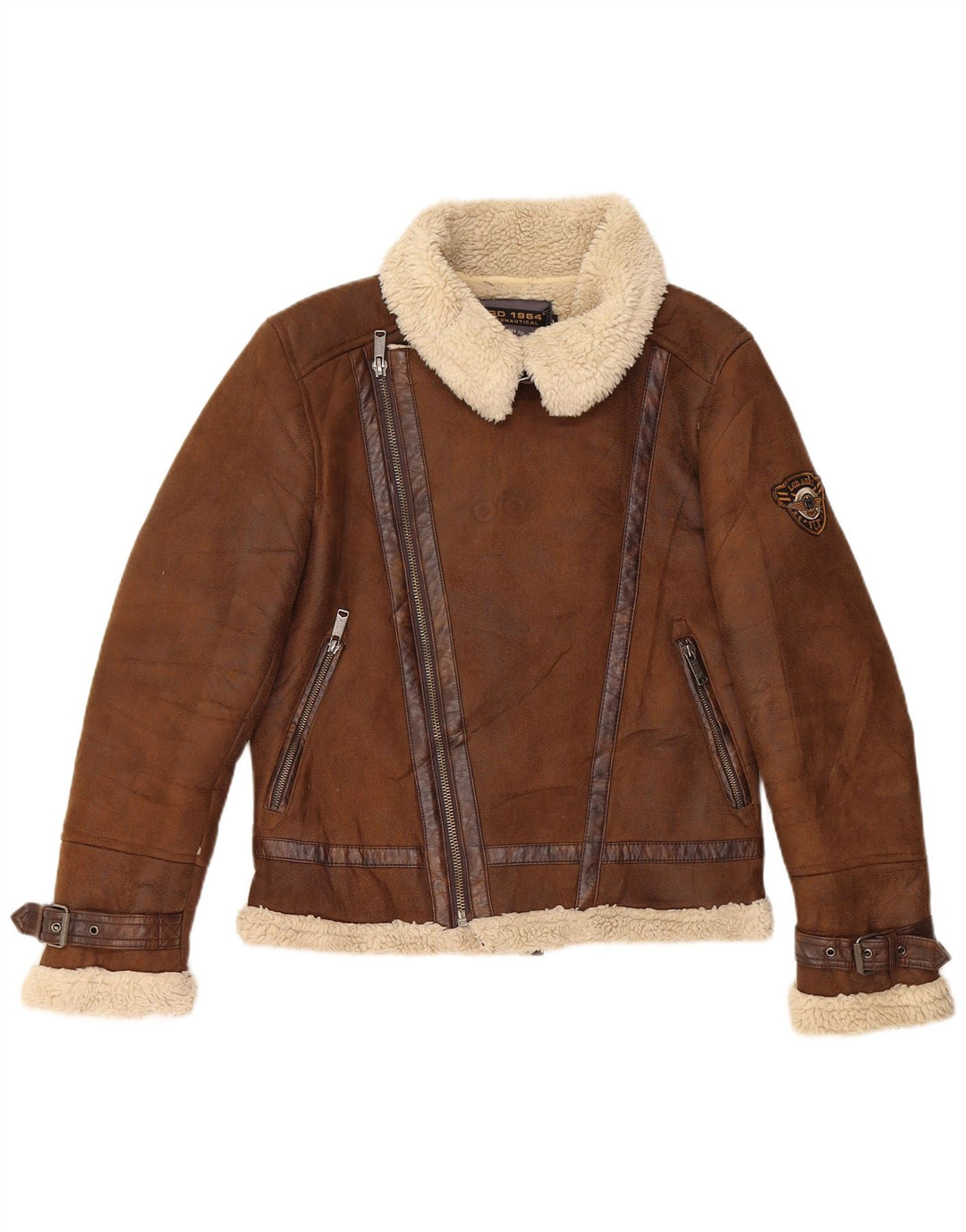 AERONAUTICA MILITARE Ανδρικό μπουφάν Sherpa Flight UK 36 Small Brown Polyester