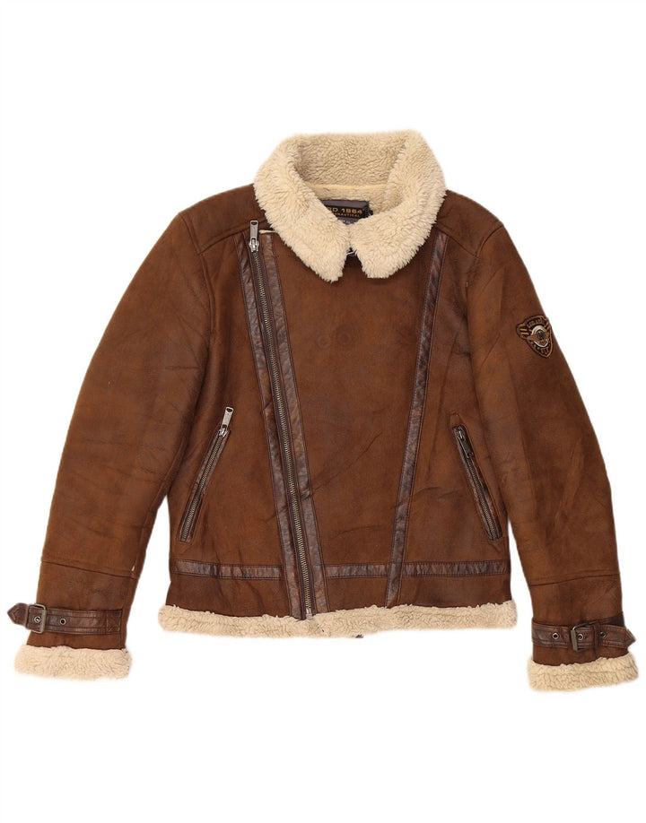 AERONAUTICA MILITARE Ανδρικό μπουφάν Sherpa Flight UK 36 Small Brown Polyester