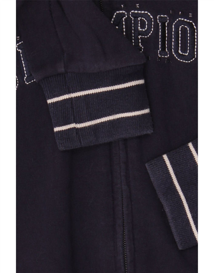 CHAMPION Γυναικείο πουλόβερ με κουκούλα με φερμουάρ UK 16 μεγάλο μπλε βαμβακερό