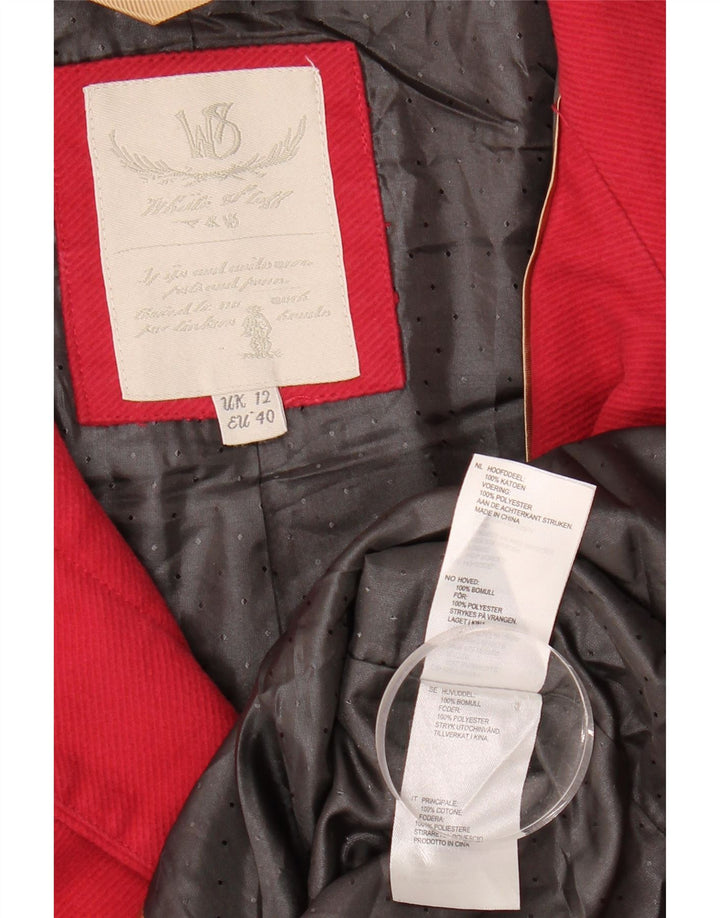 WS Womens Overcoat UK 12 Medium Red Cotton