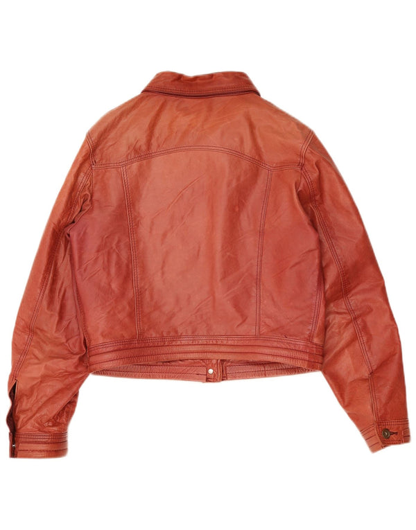Vintage Γυναικείο Crop Δερμάτινο Μπουφάν UK 12 Medium Red Leather