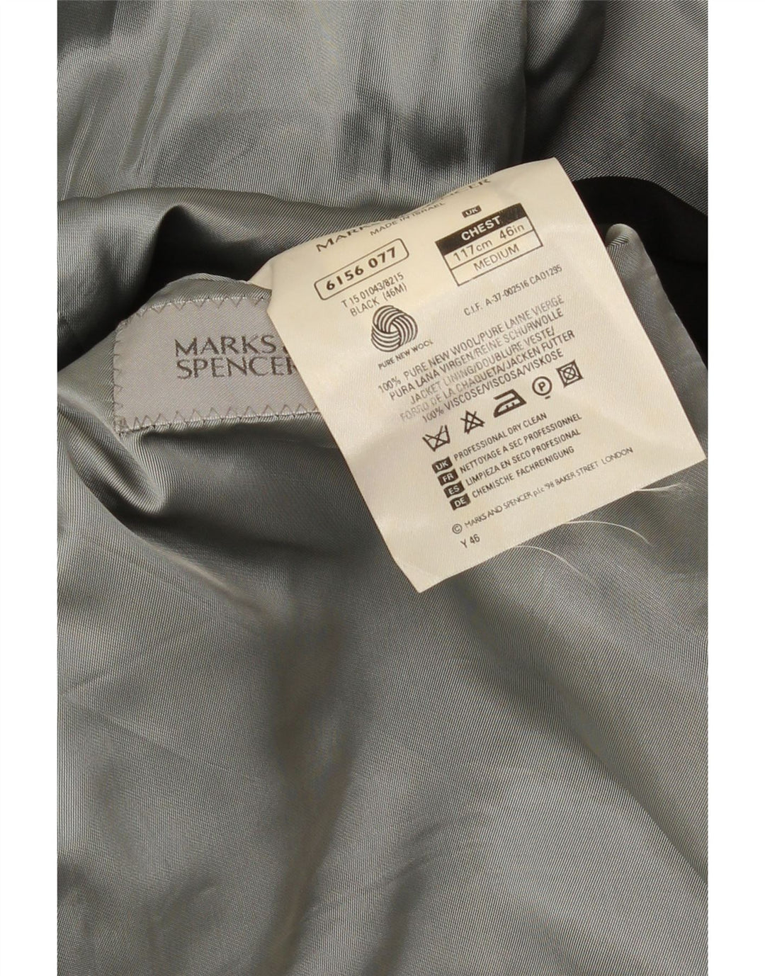 Marks & Spencer Ανδρικό σακάκι σακάκι με 2 κουμπιά UK 42 XL μαύρο νέο μαλλί