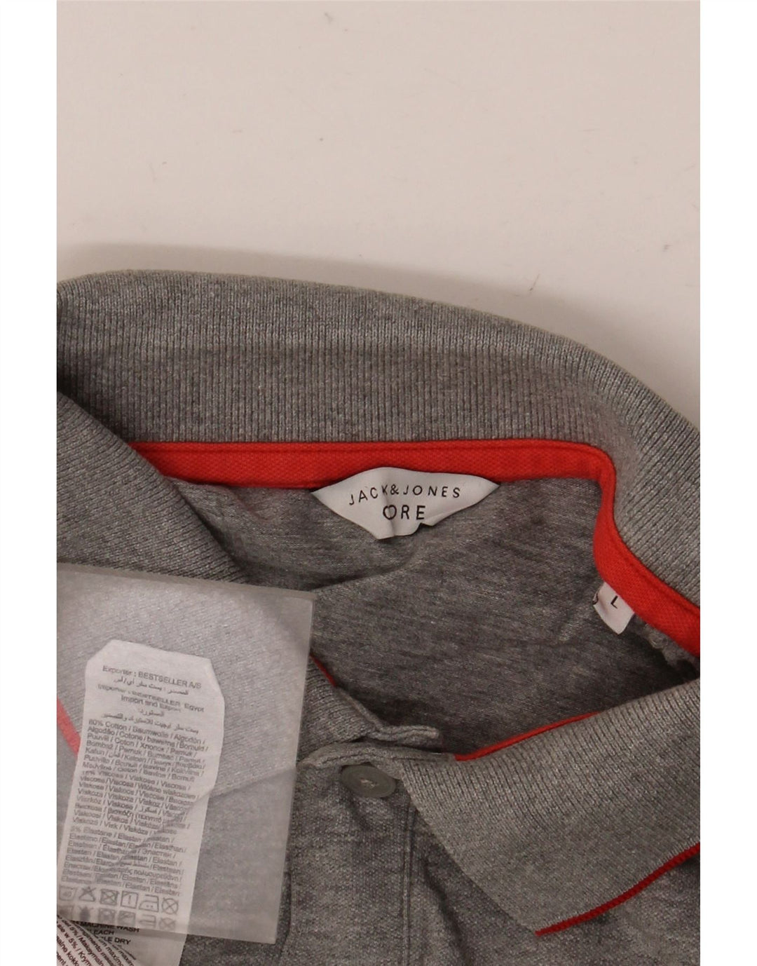 Ανδρικό πουκάμισο πόλο JACK & JONES μεγάλο γκρι βαμβακερό