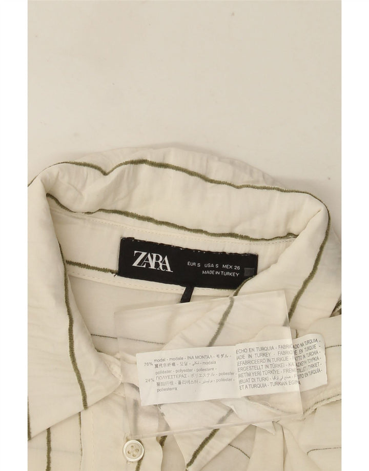 ZARA Γυναικείο πουκάμισο μεγάλου μεγέθους UK 10 Small White Ride Modal