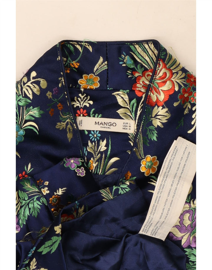 Mango Γυναικείο μπουφάν blazer UK 16 Large Blue Floral Polyester