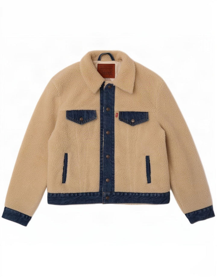 Ανδρικό μπουφάν Levi's Teddy Bear Fleece UK 38 Medium Off White Colourblock