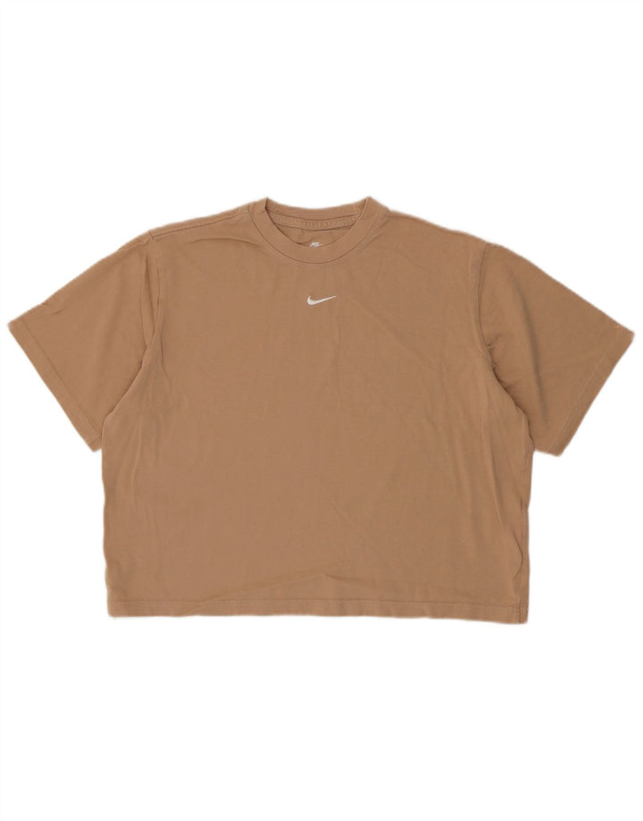 Γυναικείο μπλουζάκι Nike Crop τοπ UK 14 μεσαίο μπεζ βαμβακερό