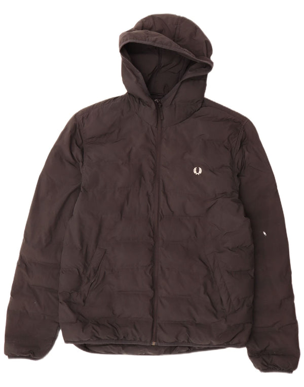 Fred Perry Ανδρικό μπουφάν με κουκούλα UK 40 μεγάλο μαύρο πολυεστέρα