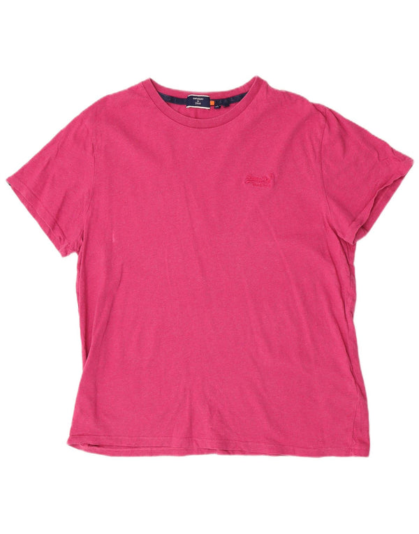 Superdry Mens T-Shirt Top 2XL Pink Cotton
