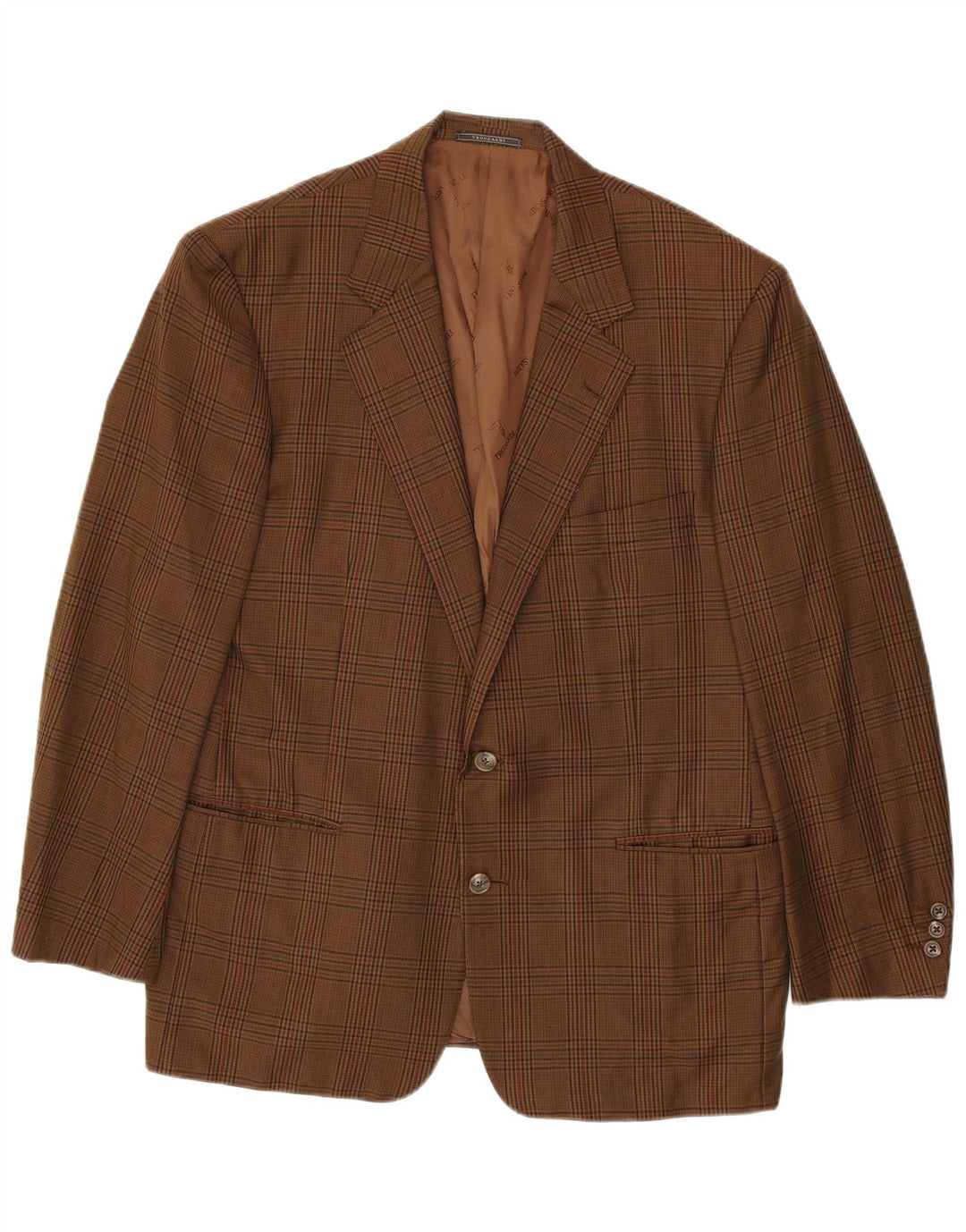 Trussardi Ανδρικό σακάκι σακάκι 2 κουμπιών IT 52 XL Καφέ Houndstooth