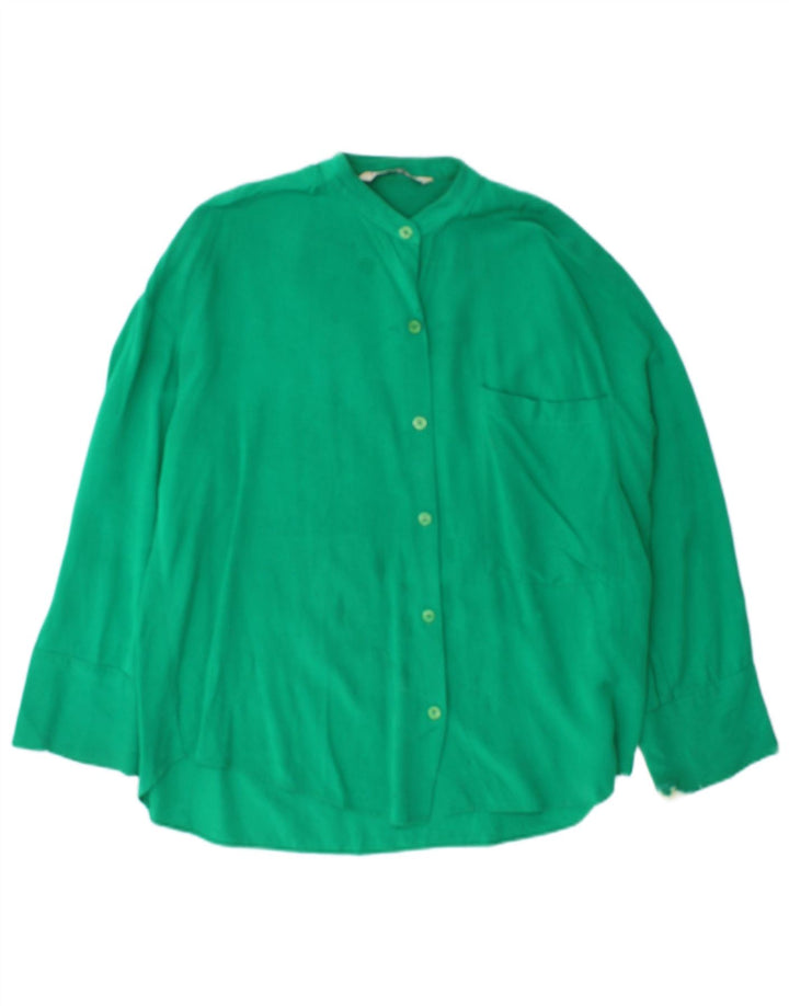 Zara Γυναικείο πουκάμισο Oversized Μπλούζα UK 10 Small Green Viscose
