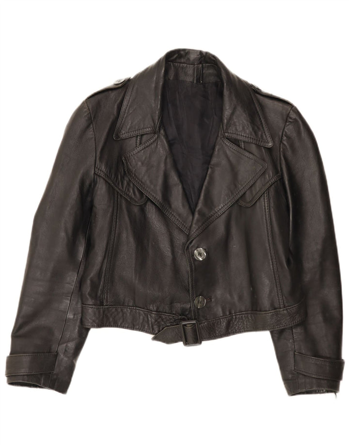 VINTAGE Γυναικείο Crop Military Jacket UK 12 Medium Black