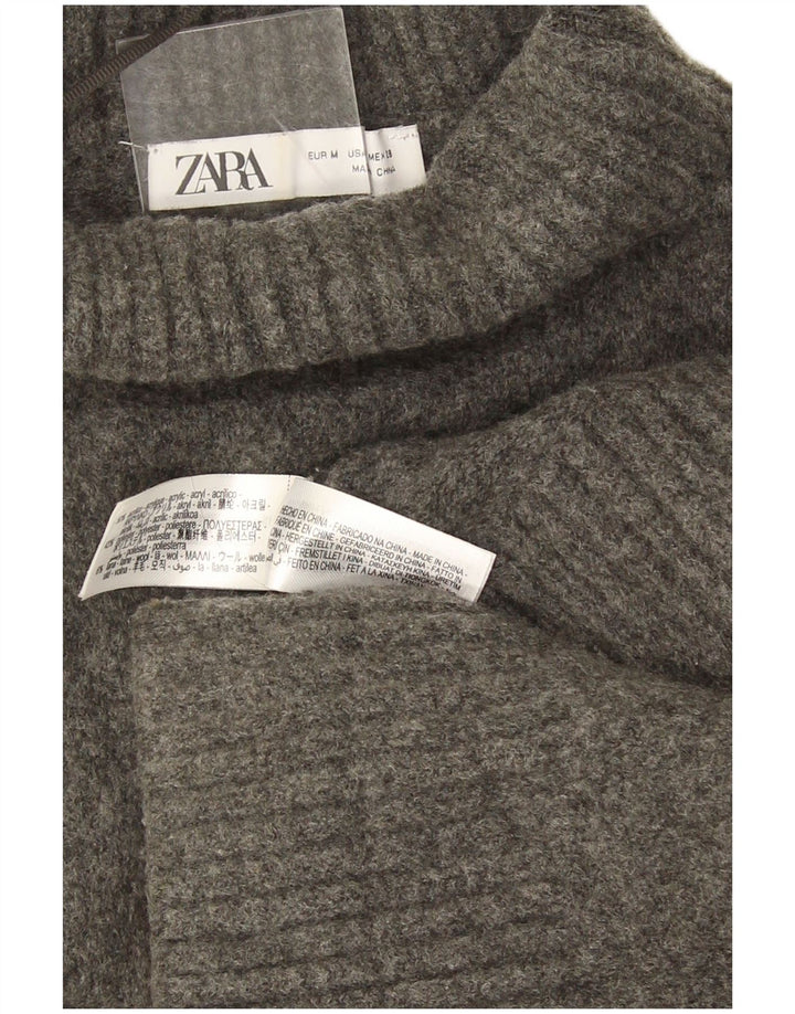 Zara γυναικείο πουλόβερ υπερμεγέθη με ρολό λαιμόκοψη UK 14 με μεσαία γκρι φλύκταινα