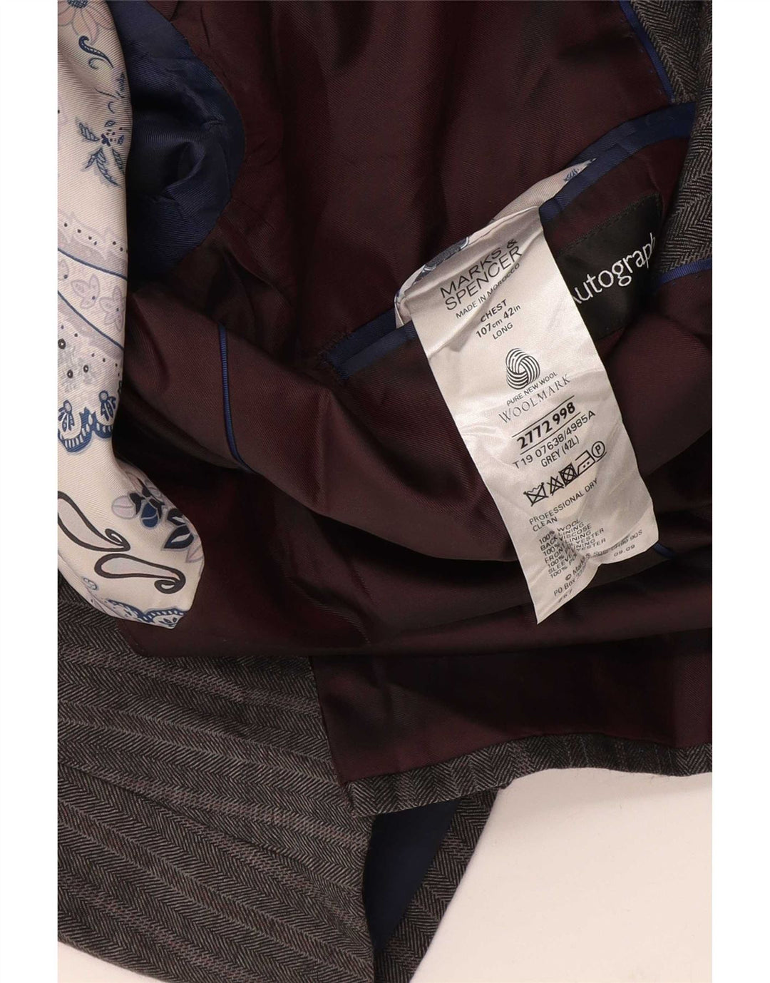 Marks & Spencer Ανδρικό μπουφάν μπλέιζερ Autograph UK 42 Large Grey Ψαροκόκκαλο
