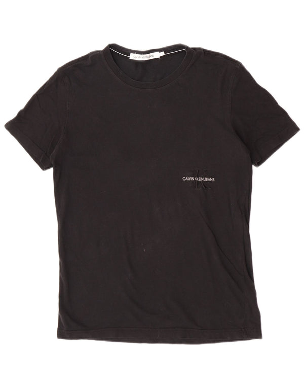 Γυναικείο T-Shirt Calvin Klein Top UK 14 Large μαύρο βαμβακερό