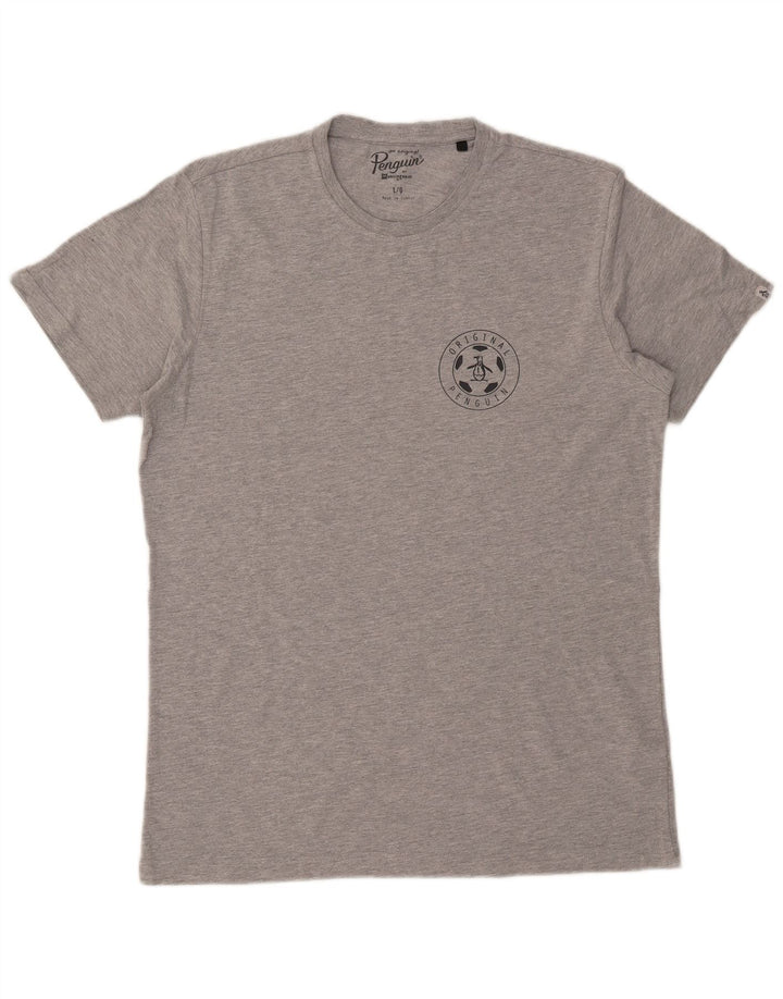 Ανδρικό γραφικό T-Shirt Penguin Top μεγάλο γκρι βαμβακερό