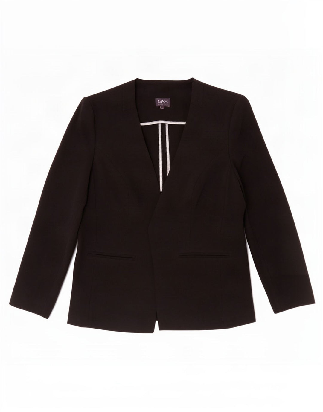 Marks & Spencer Γυναικείο Open Blazer Jacket UK 14 Medium Black Polyester
