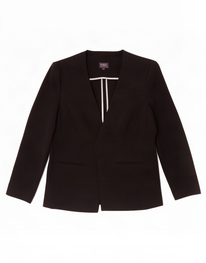 Marks & Spencer Γυναικείο Open Blazer Jacket UK 14 Medium Black Polyester