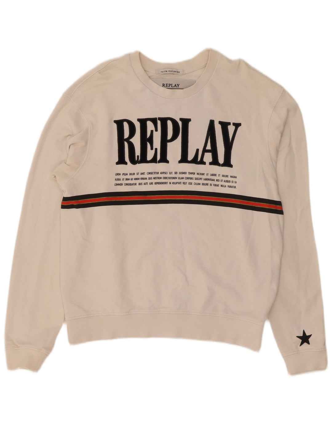 Replay Γυναικείο Γραφικό Φούτερ Jumper UK 14 Μεσαίο λευκό βαμβακερό