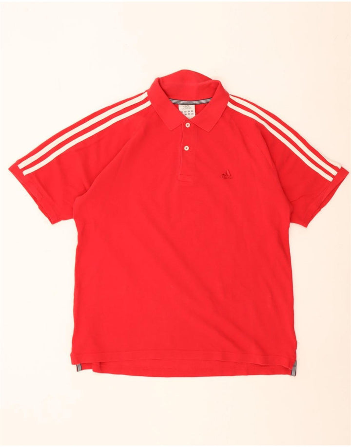 Ανδρικό πουκάμισο πόλο Adidas, μεσαίο κόκκινο βαμβακερό