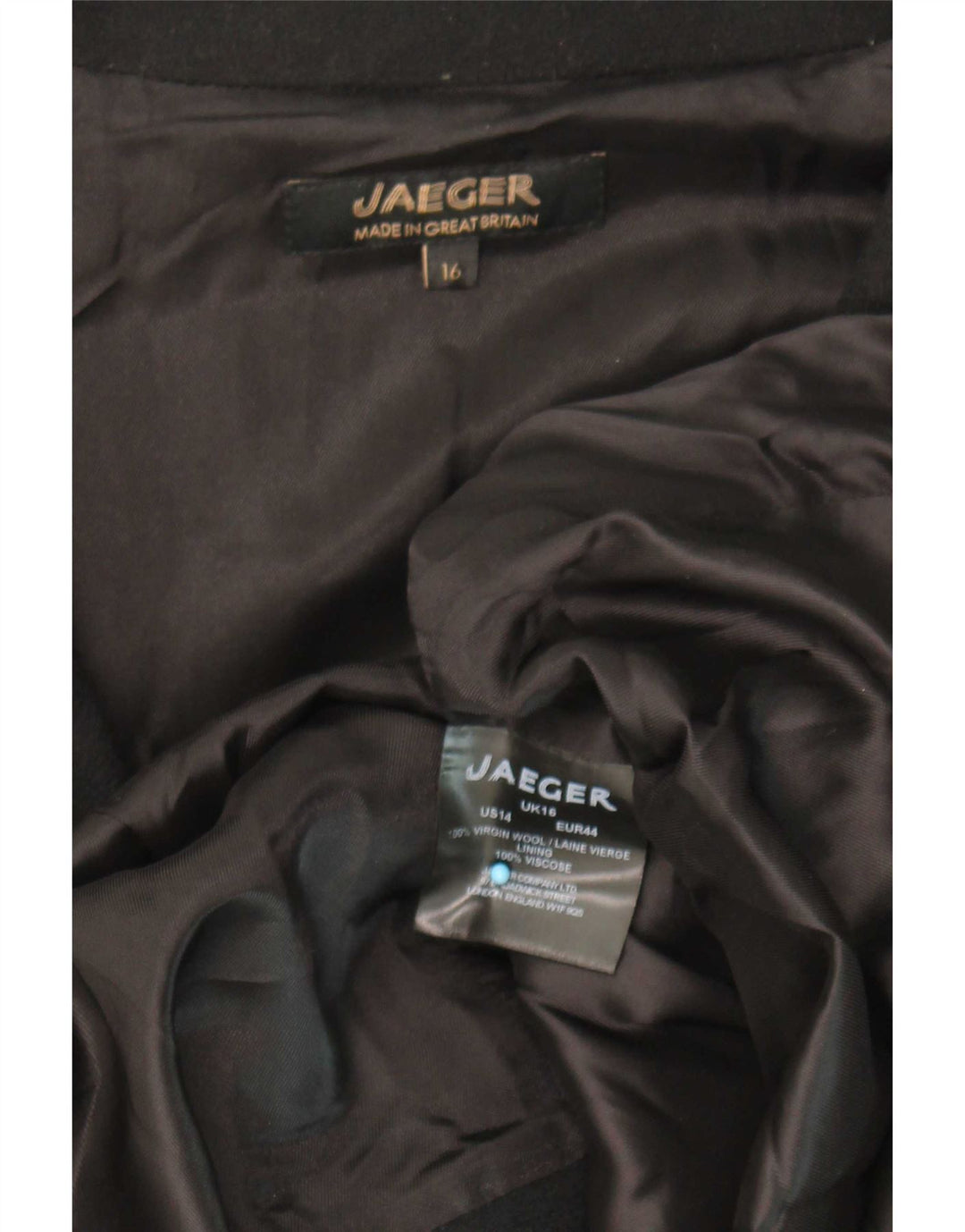 Jaeger Γυναικείο Ανοιχτό Παλτό UK 16 Large Black Wool
