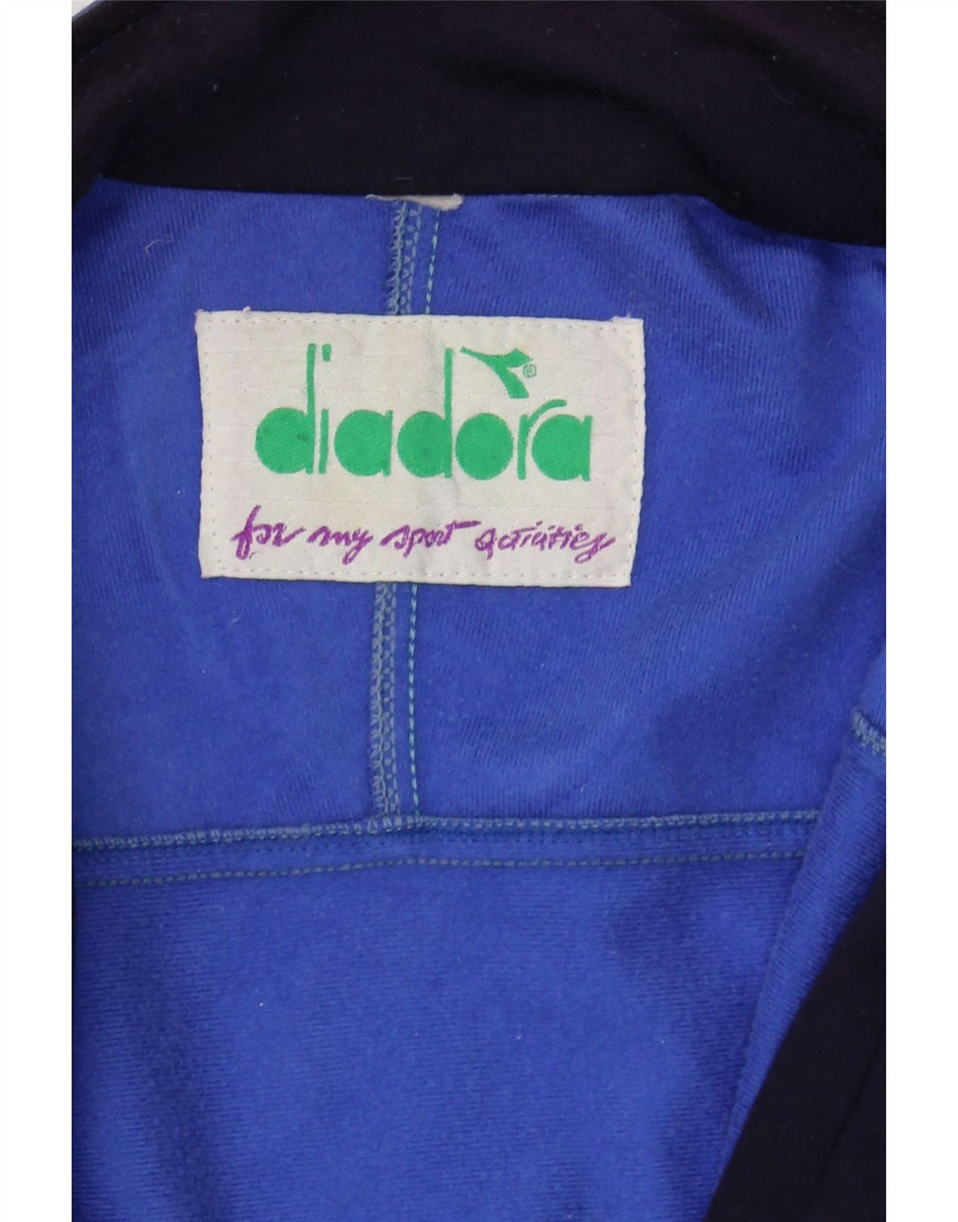 DIADORA Mens Graphic Tracksuit Top Jacket XL Blue Colourblock Polyester Vintage Diadora and Second-Hand Diadora from Messina Hembry 
