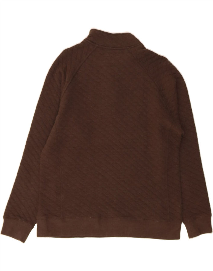 EDDIE BAUER Mens Button Neck Sweatshirt Jumper Medium Brown Cotton Vintage Eddie Bauer and Second-Hand Eddie Bauer from Messina Hembry 