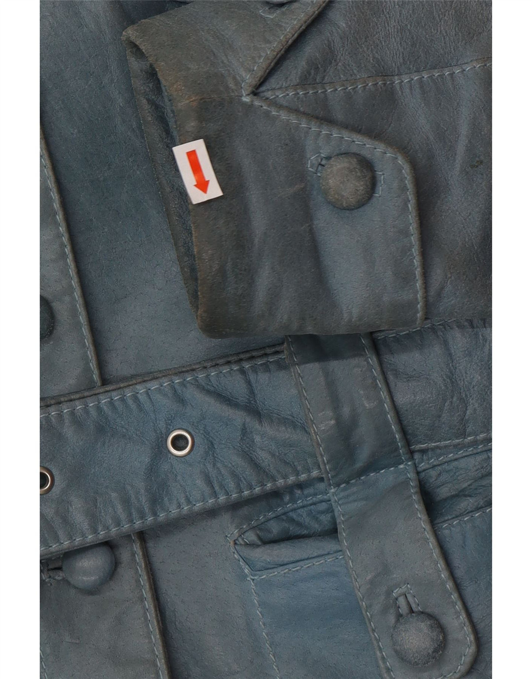 VINTAGE Γυναικείο Δερμάτινο Μπουφάν UK 12 Medium Blue