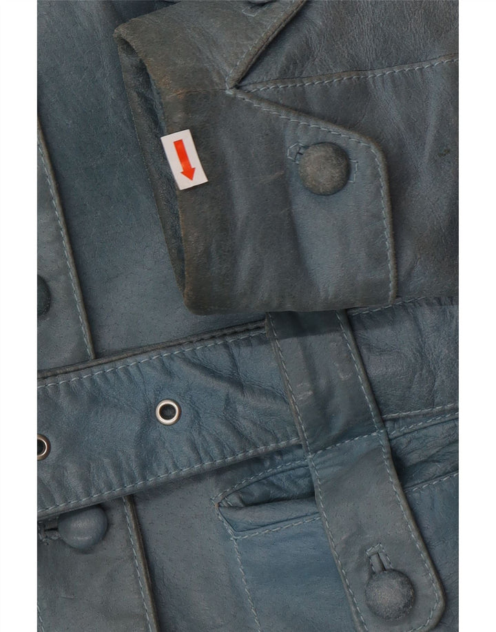 VINTAGE Γυναικείο Δερμάτινο Μπουφάν UK 12 Medium Blue