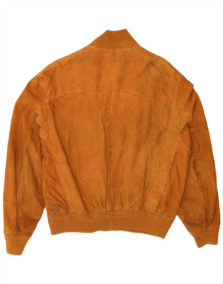 Vintage Ανδρικό Suede Bomber Jacket IT 52 XL Καφέ Δερμάτινο
