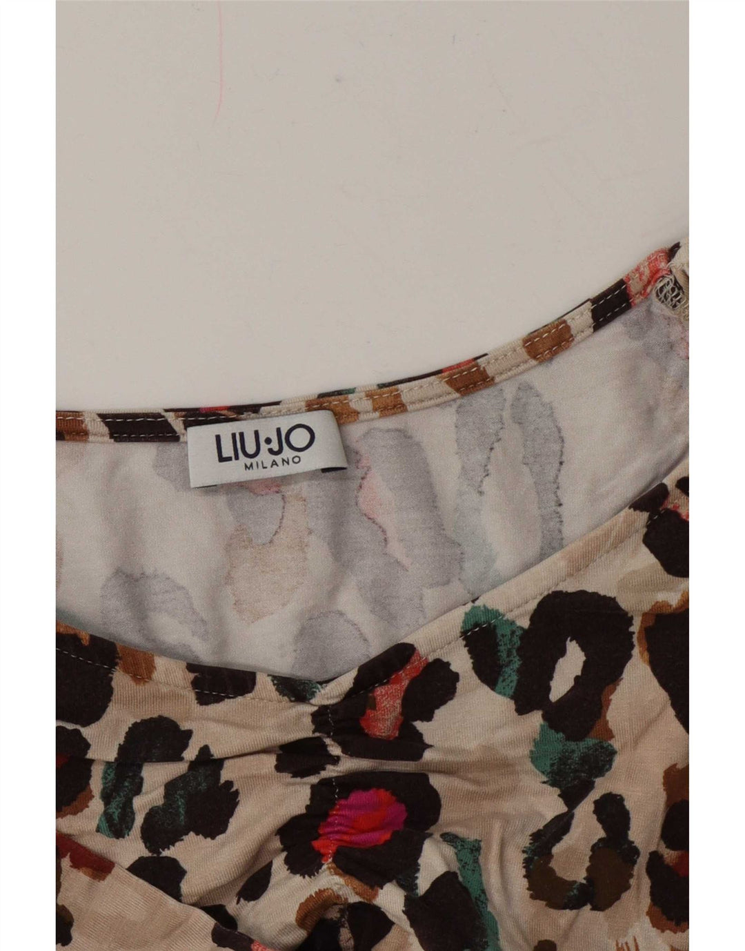 Liu Jo Γυναικεία Μπλούζα Τοπ UK 12 Medium Beige Animal Print