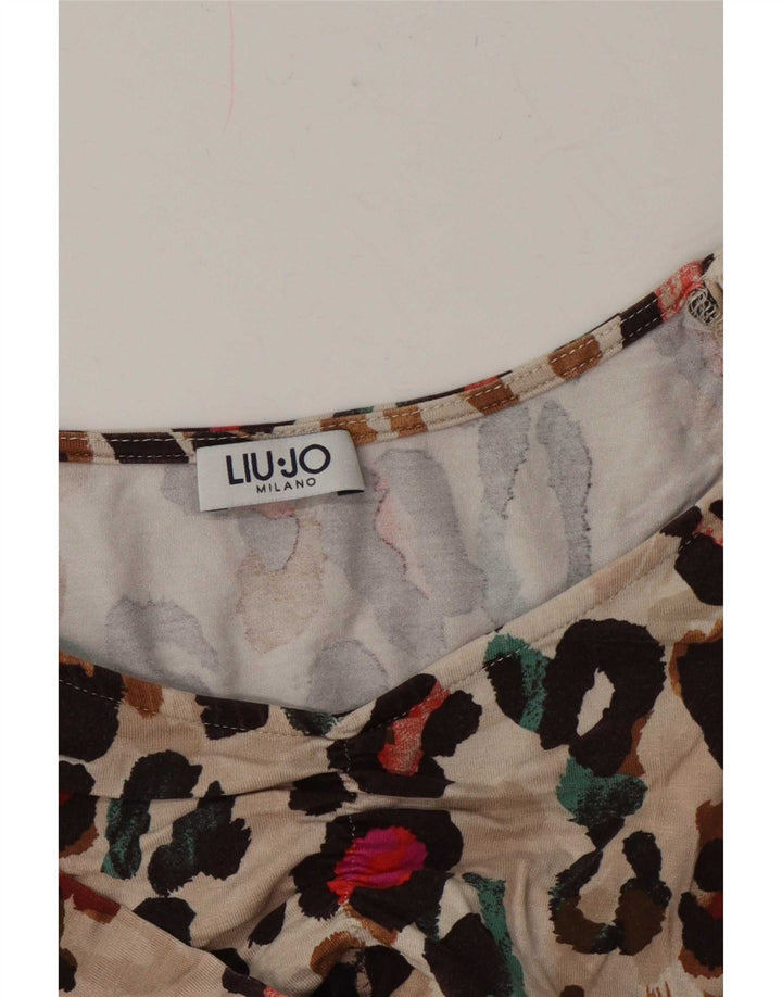 Liu Jo Γυναικεία Μπλούζα Τοπ UK 12 Medium Beige Animal Print