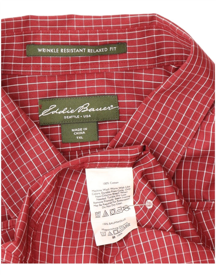 Eddie Bauer Ανδρικό πουκάμισο με καρό Relaxed Fit XL Μπορντό βαμβακερό