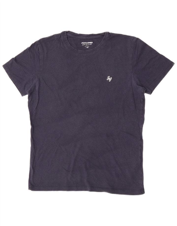Jack & Jones Ανδρικό T-Shirt Top από μεσαίο ναυτικό μπλε βαμβακερό