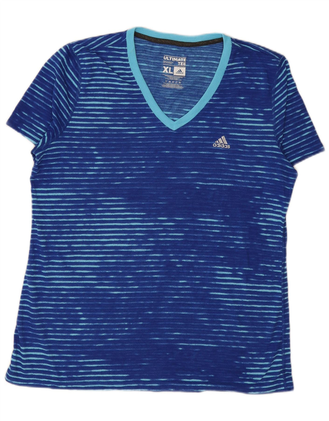 Γυναικείο T-Shirt Climalite ADIDAS Top UK 18 XL μπλε ριγέ πολυεστέρα