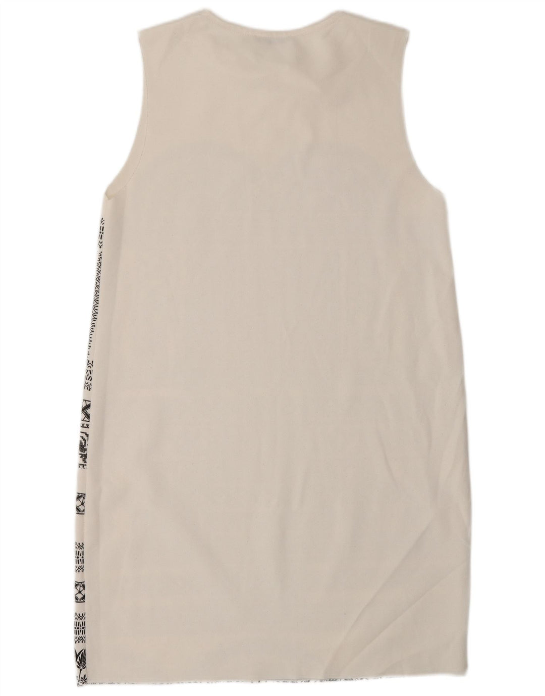 Zara Γυναικείο Αμάνικο Φόρεμα Shift UK 12 Medium White Geometric