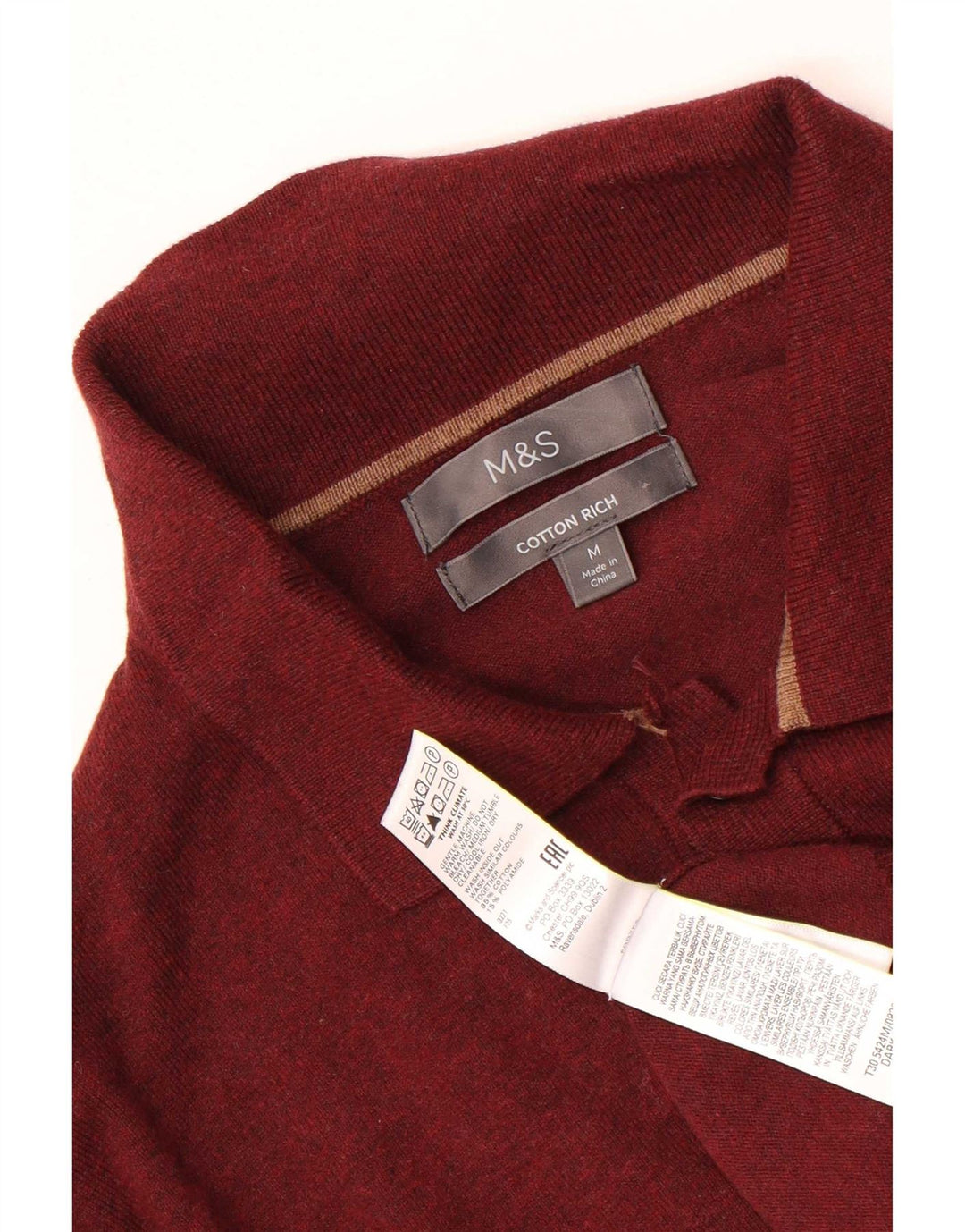Marks & Spencer Ανδρικό πουλόβερ με λαιμό polo, μεσαίο βαμβακερό