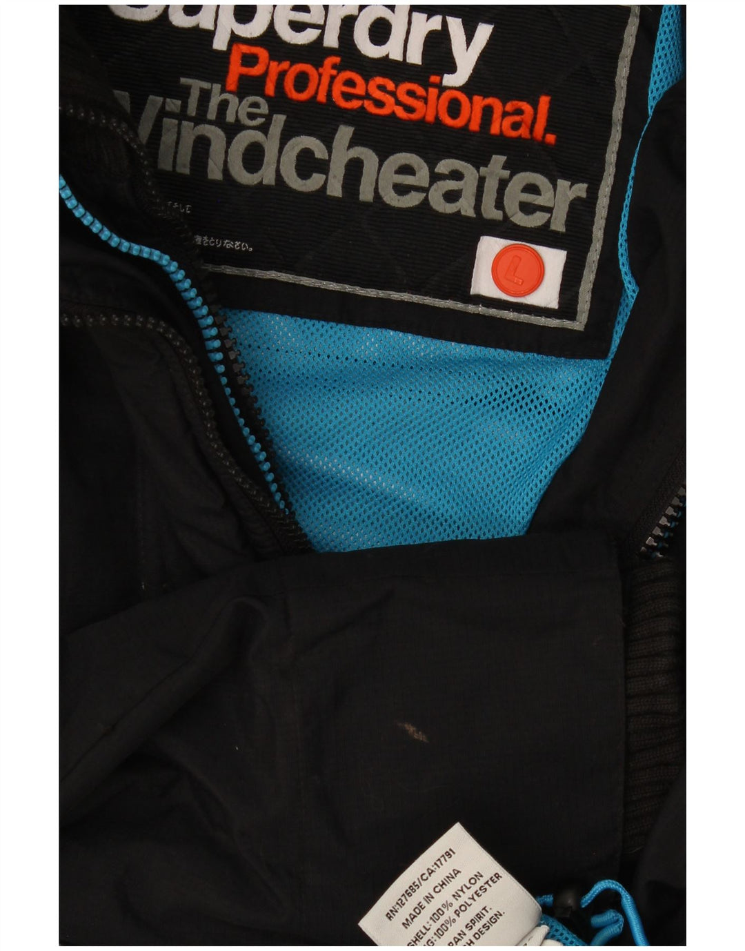 Superdry Womens The Windcheater Windbreaker Jacket UK 16 Large Black Nylon