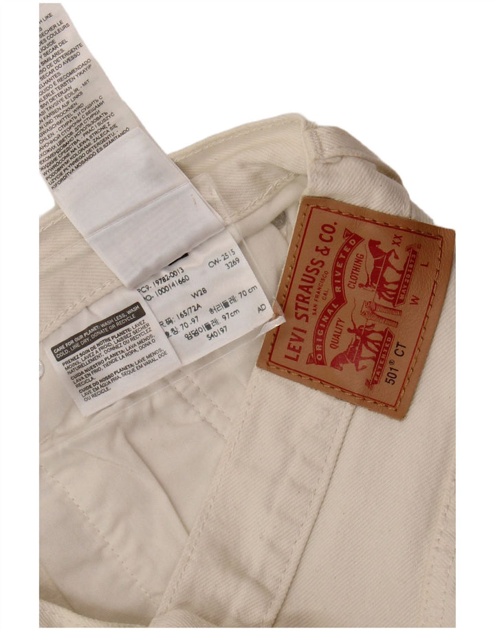 LEVI'S Womens 501 Distressed τζιν σορτς W28 μεσαίο λευκό βαμβακερό
