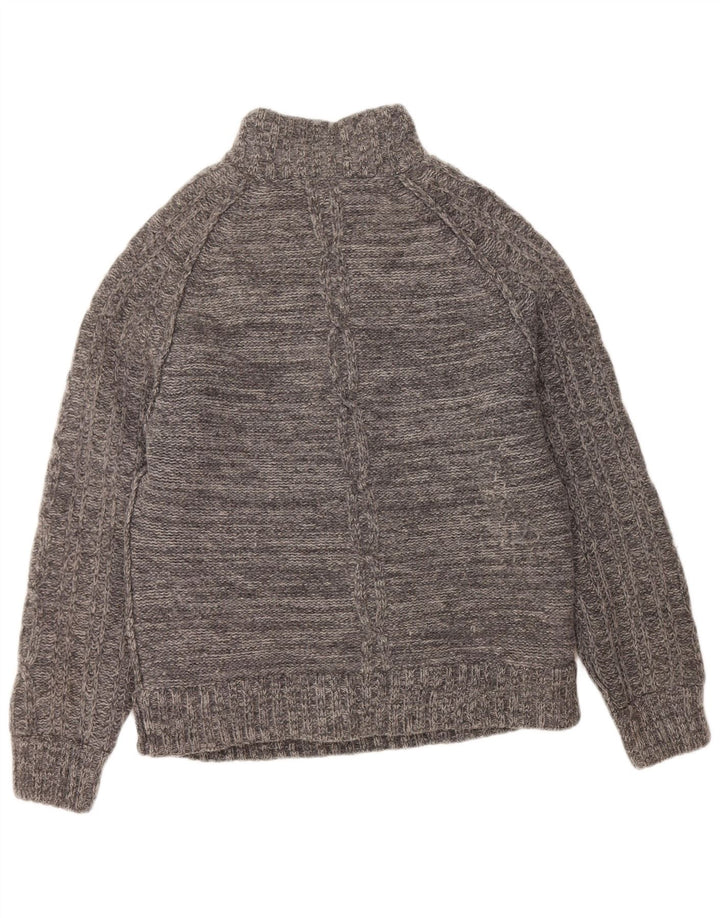FAT FACE Ανδρικό πουλόβερ με λαιμόκοψη με φερμουάρ Μεγάλο γκρι μαλλί αρνιού