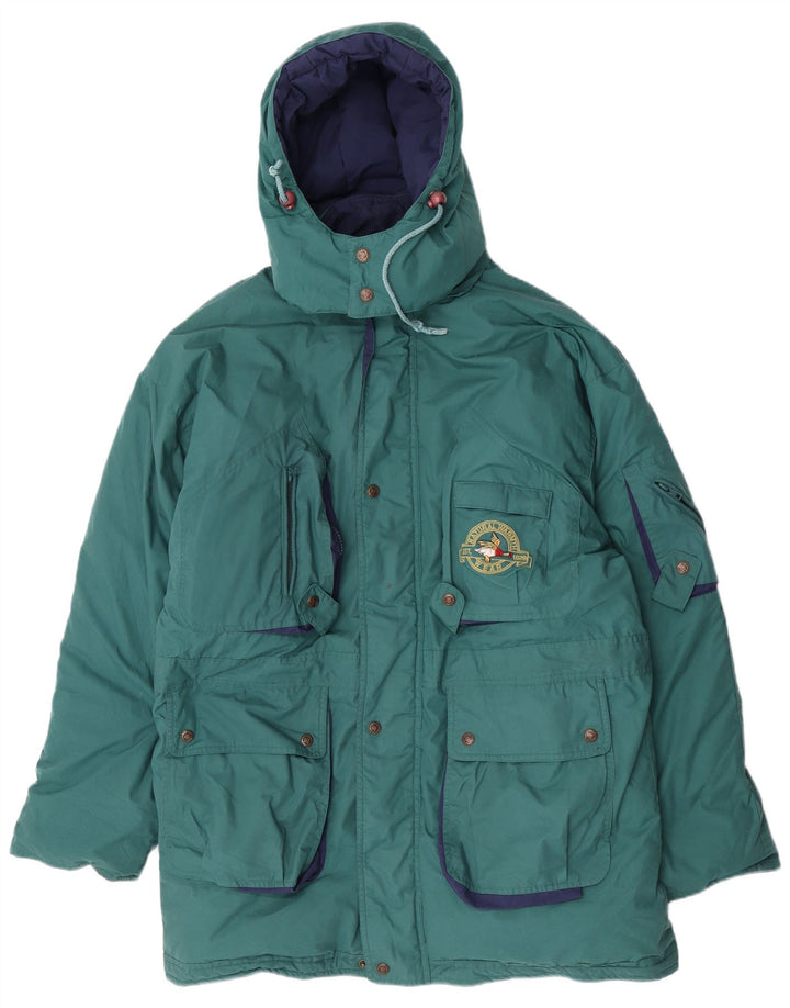 Vintage Ανδρικό μπουφάν Parka με κουκούλα UK 40 Large Green Polyester